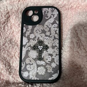iPhone 13 Elegant Black and Gray Phone Case with Cross Design